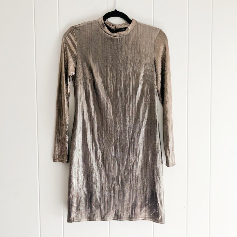 Atmosphere Metallic Gold Mini Cocktail Party Dress